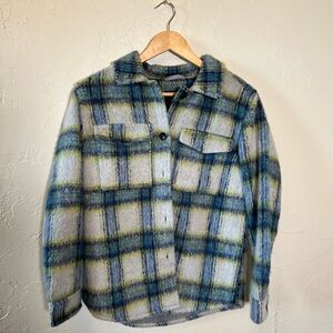 Rails Plaid Wool Blend Shacket Size Small Blue Green Overshirt